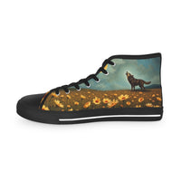 Men's Sneakers - Wolves, Flowers, Moon Design, Fashion Footwear, Casual Shoes, Athletic High Tops, Unique Gift for Him (H202501)