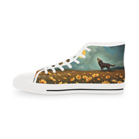 Men's Sneakers - Wolves, Flowers, Moon Design, Fashion Footwear, Casual Shoes, Athletic High Tops, Unique Gift for Him (H202501)