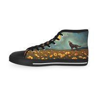 Men's Sneakers - Wolves, Flowers, Moon Design, Fashion Footwear, Casual Shoes, Athletic High Tops, Unique Gift for Him (H202501)