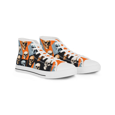 Cool Skull Pattern Men's High Top Sneakers, Skull Design Shoes, Trendy Sneaker Boots, Edgy Men's Footwear (H202548)