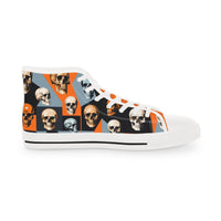 Cool Skull Pattern Men's High Top Sneakers, Skull Design Shoes, Trendy Sneaker Boots, Edgy Men's Footwear (H202548)