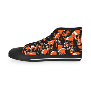 Cool Skull Pattern Men's High Top Sneakers, Skull Design Shoes, Trendy Sneaker Boots, Edgy Men's Footwear (H202550)