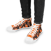 Cool Skull Pattern Men's High Top Sneakers, Skull Design Shoes, Trendy Sneaker Boots, Edgy Men's Footwear (H202550)