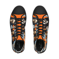 Cool Skull Pattern Men's High Top Sneakers, Skull Design Shoes, Trendy Sneaker Boots, Edgy Men's Footwear (H202548)