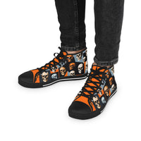 Cool Skull Pattern Men's High Top Sneakers, Skull Design Shoes, Trendy Sneaker Boots, Edgy Men's Footwear (H202548)